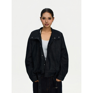 F383 美式复古重工水洗做旧工装牛仔外套原牛哈灵顿立领夹克男女