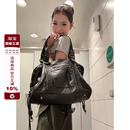 F383 y2k女大容量包机车包法式 复古单肩斜挎包腋下托特包做旧时尚