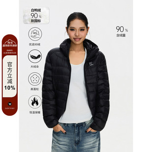 男女保暖内胆羽绒外套 90白鸭绒轻量连帽排骨羽绒服冬季 F383 美式