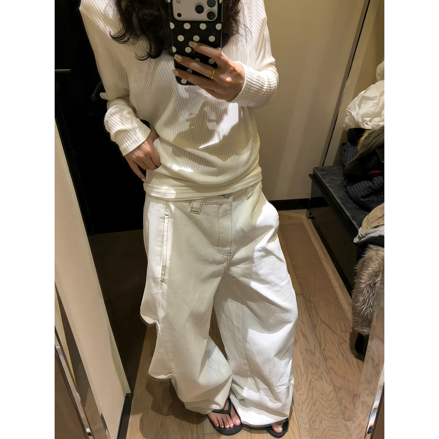 F383 美式复古褶皱解构弯刀牛仔裤男女设计感百搭宽松阔腿长裤ins