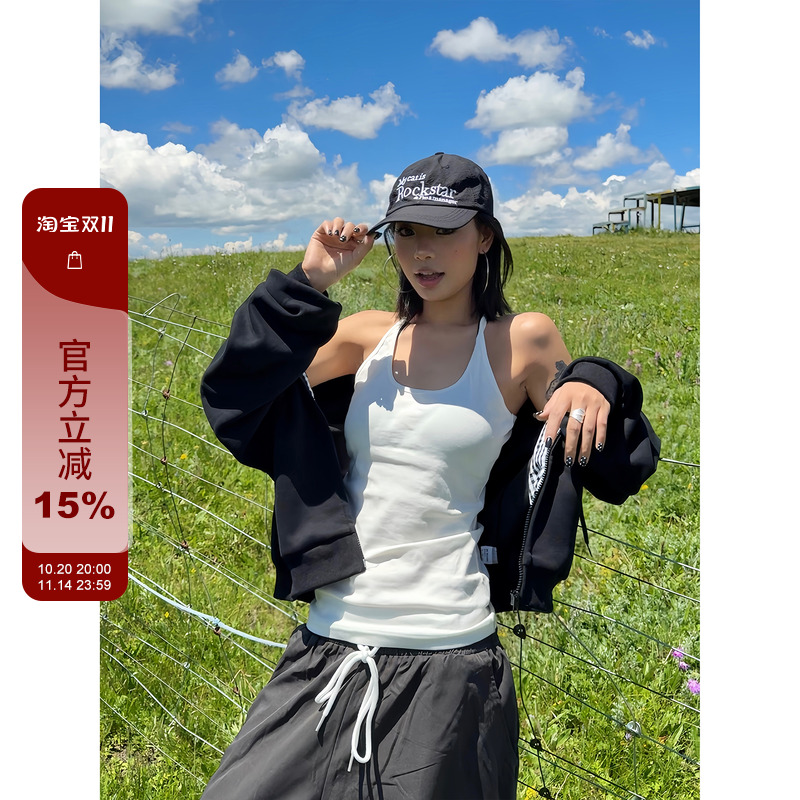 F383美式复古修身显瘦背心
