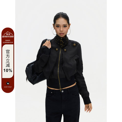 F383黑色立领工装夹克