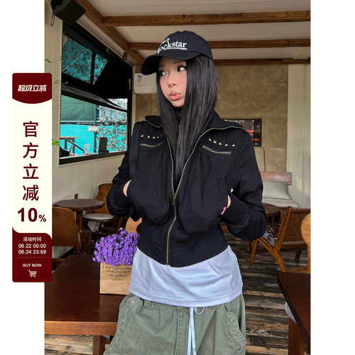 【F383】辣妹收腰短款开衫外套
