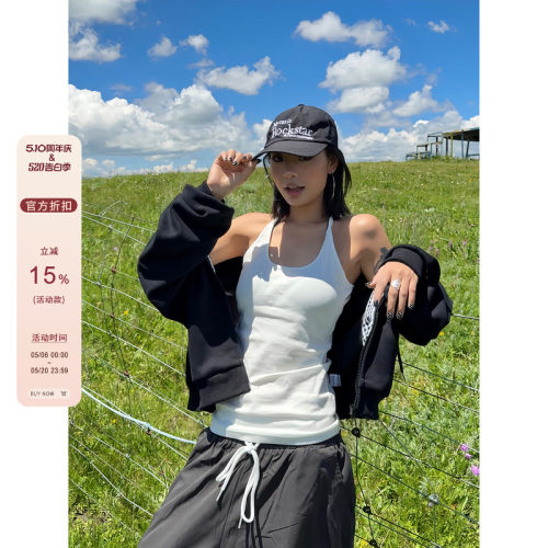 F383美式复古修身显瘦背心