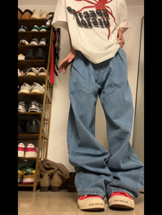 男女显瘦嘻哈休闲百搭直筒裤 F383 2023AW国潮原创字母简约牛仔裤