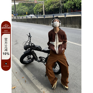 F383 嘻哈宽松外套男女百搭 2022AW国潮原创十字架花体字复古美式