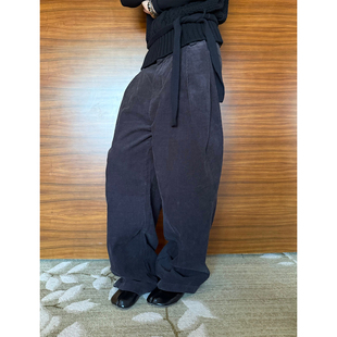 男女宽松慵懒风高级感直筒长裤 复古灰色灯芯绒休闲裤 ins 美式 F383