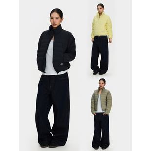 F383 美式复古冬季简约百搭保暖排骨羽绒服立领外套男女休闲上衣