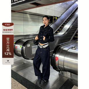 F383 2026美式复古原牛百搭宽松阔腿A字cleanfit牛仔长裤男女ins