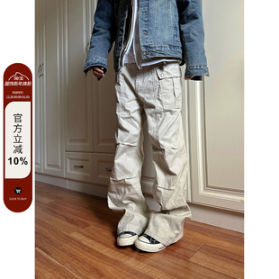 长裤 复古褶皱宽松百搭直筒简约cleanfit工装 男女ins 2025美式 F383