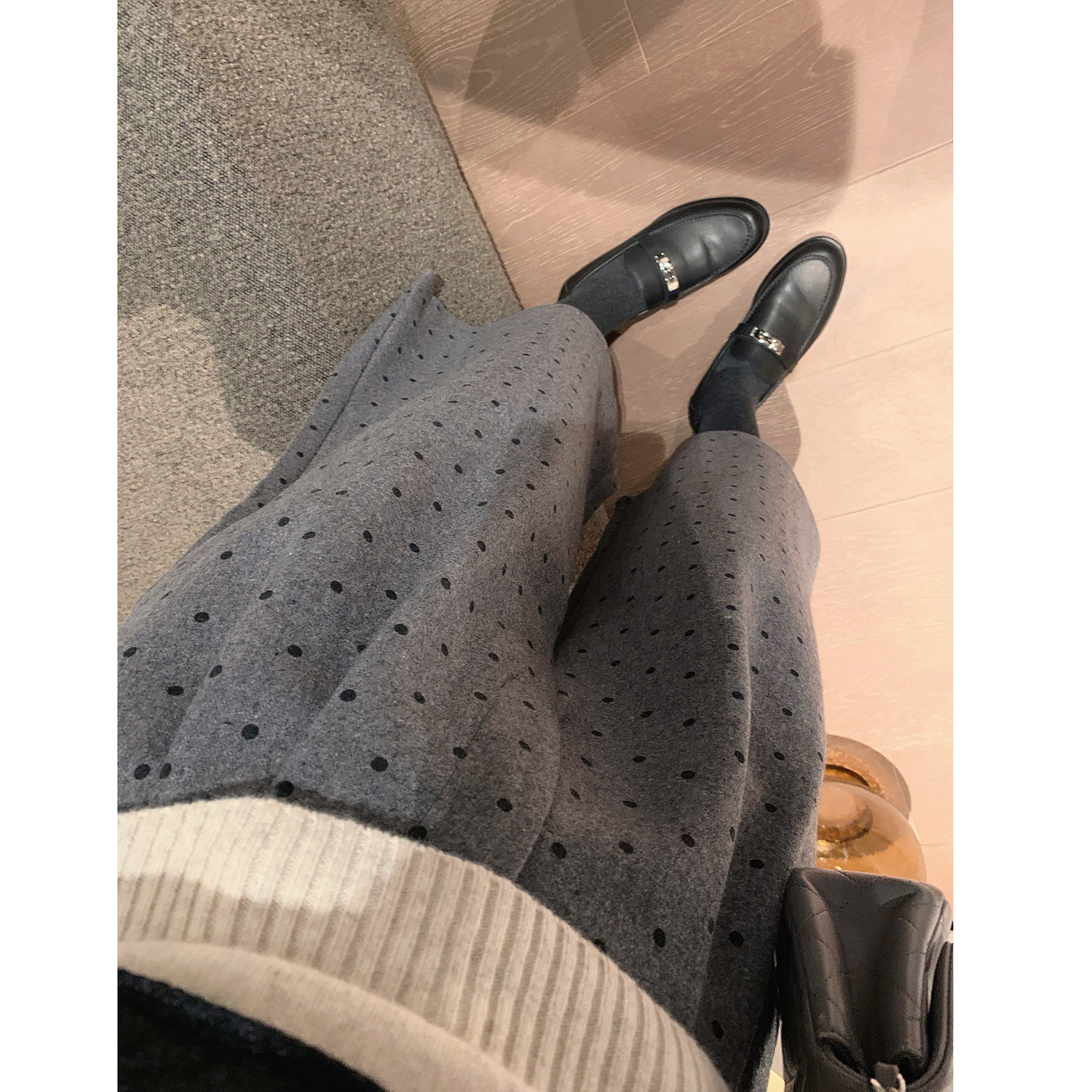 misslady洋气复古高腰波点毛呢料八分裤女高腰阔腿宽松小个子韩系