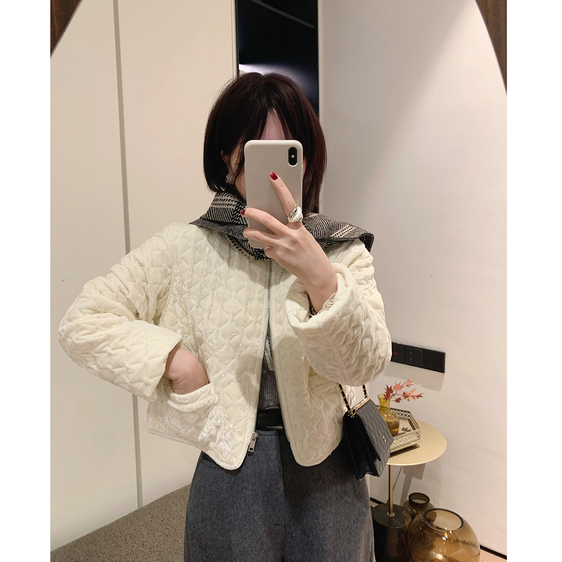 misslady丝绒复古短款菱格棉服外套女夹克秋冬气质优雅小个子棉衣,女装/女士精品,棉衣/棉服,淘宝优惠券,粉丝福利购,淘宝优惠卷