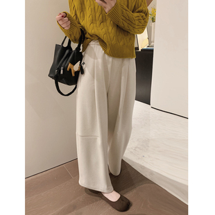 小个子卫裤 长裤 系带松紧腰 羊毛柔软抓绒九分灯笼裤 misslady自留款