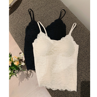 带胸垫 新款 修身 misslady蕾丝质感吊带背心女温柔气质内搭打底衫