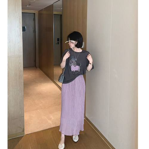 好美垂感显瘦纯色半身裙