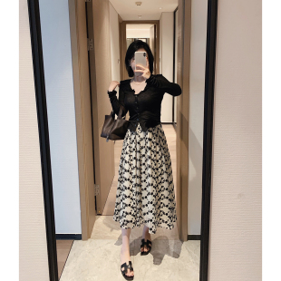 misslady自留小众复古设计感蓬蓬伞裙中长款 显瘦浮花花色半身裙