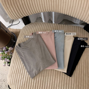 misslady基础款 羊毛舒适软糯T恤女上衣chic百搭简约显瘦打底 短袖