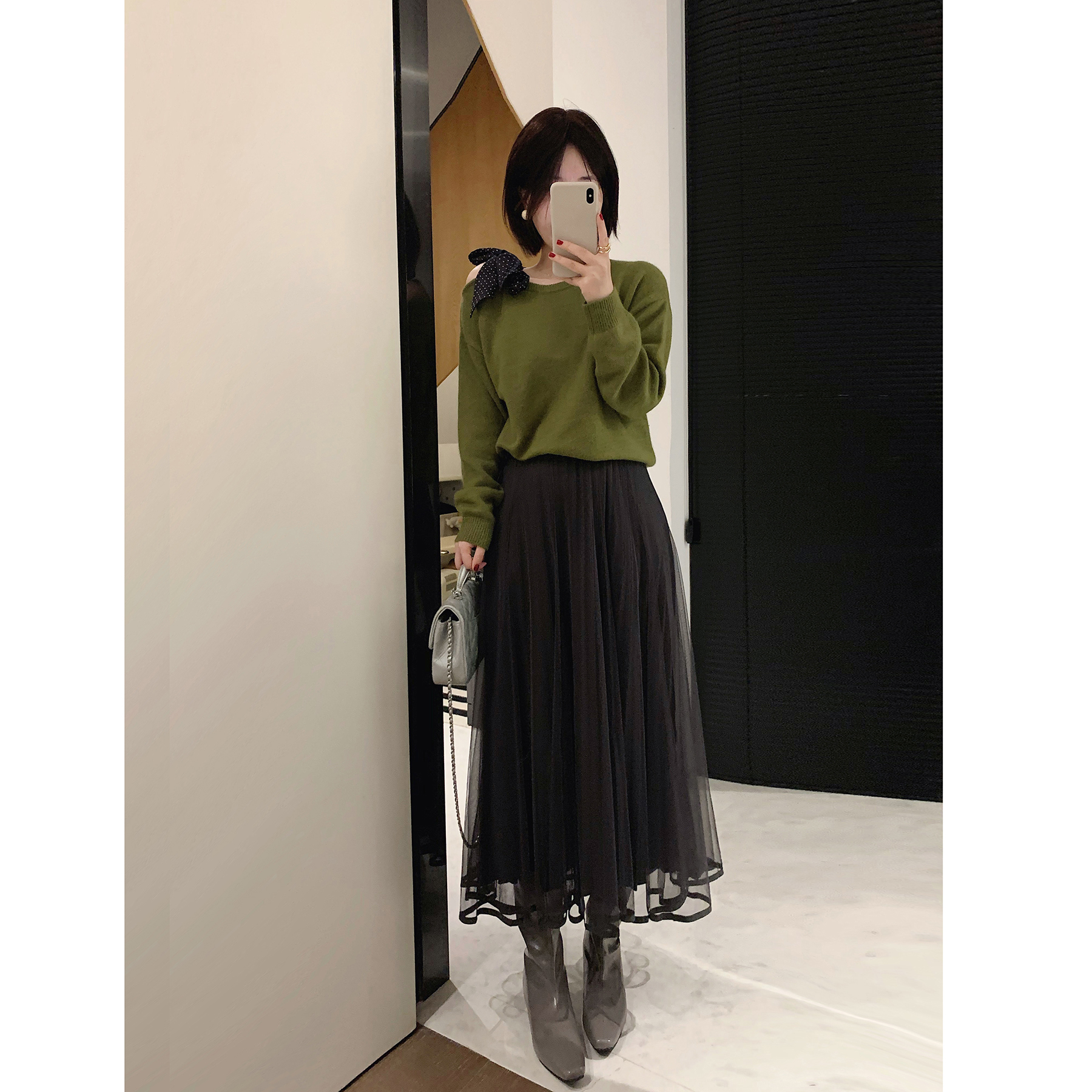 洋气纯色高品质纱裙半身裙