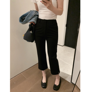 小开叉2025春夏新款 misslady自留显瘦复古洋气黑色八分裤 高腰修身