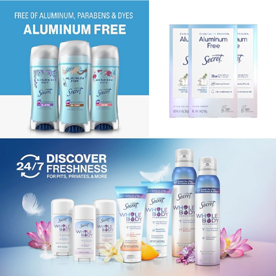 无铝系列 美国Secret Free of Aluminum祛狐臭异味止汗干爽清香