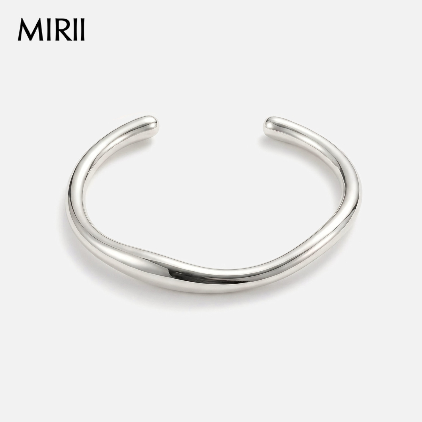 MIRII秘日 光面精致百搭简约手镯 白金银色高级感开口个性送女友