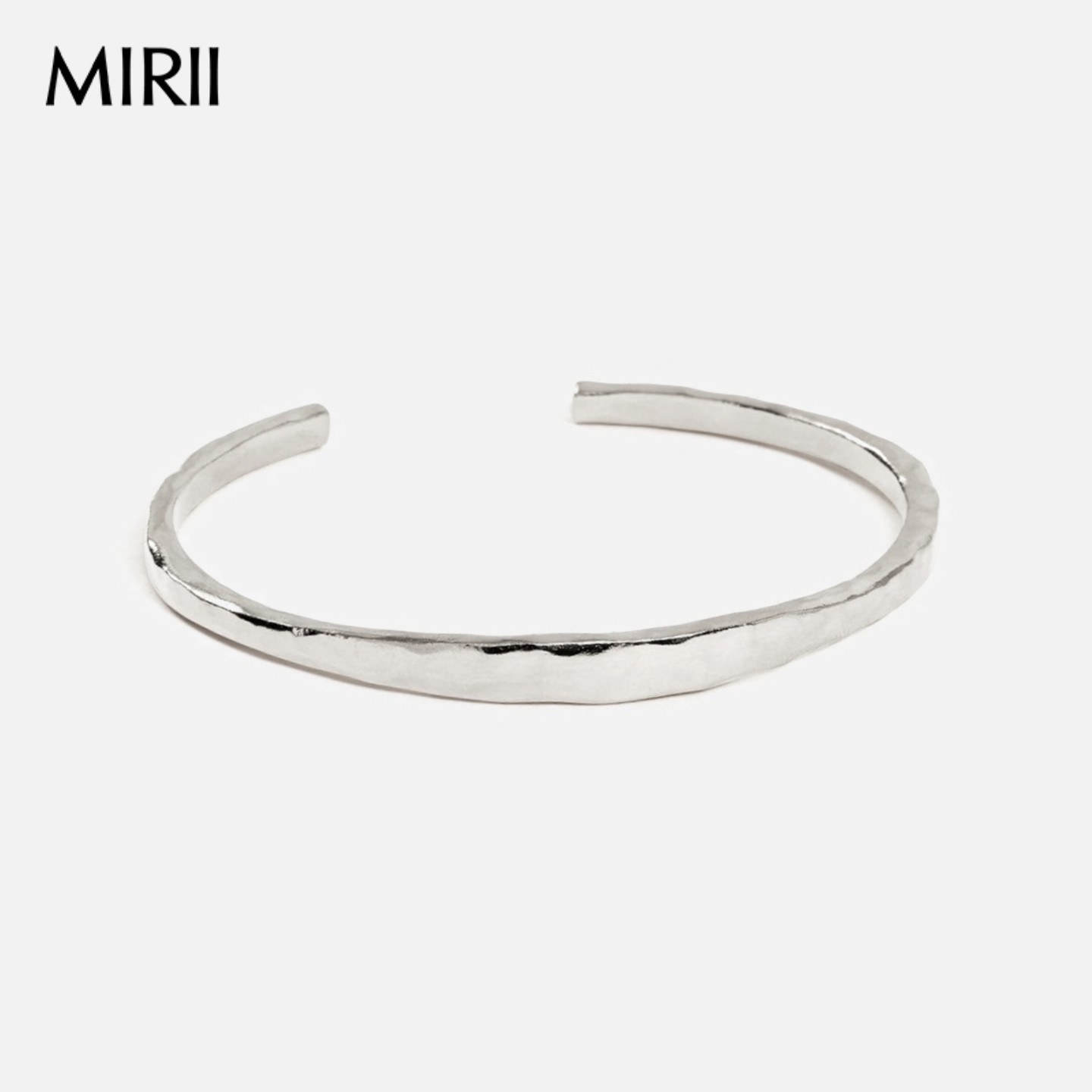 MIRII秘日 手工锤纹亮面手镯简约百搭素圈精致高级感通勤开口礼物