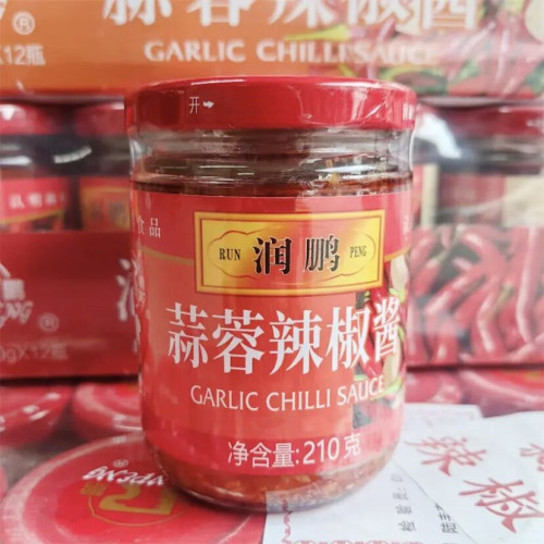 润鹏湖南蒜蓉辣椒酱210g瓶香辣
