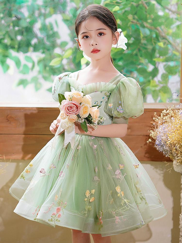 超仙连衣裙女童生日艺考绿色短裙