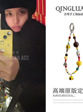 ins风网红同款童趣彩色橄榄球黄色小狗手机壳手腕挂绳ccd相机挂件