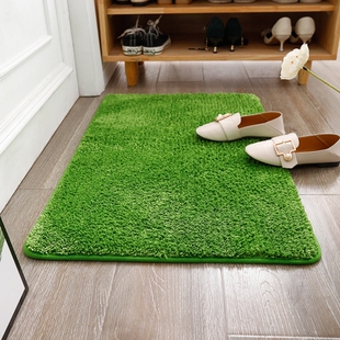 家用入户门口绿色卫生间吸水防滑地垫50*80卧室门垫红色绒面地毯