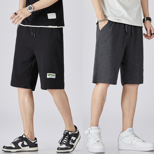 运动裤男短裤夏季新款棉料透气纯色百搭宽松休闲跑步直筒五分裤子
