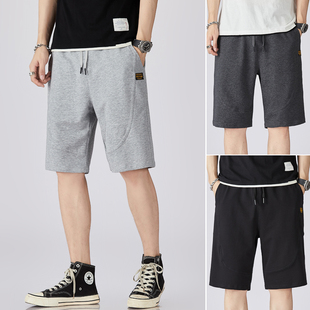 纯棉短裤男士夏季五分裤灰色弹力透气健身训练裤子跑步男裤子大码