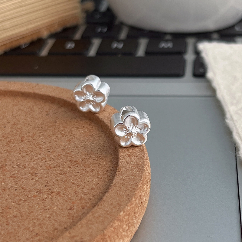 足银999桃花串珠小配件手工DIY编绳手链纯银花朵手绳转运珠银配饰