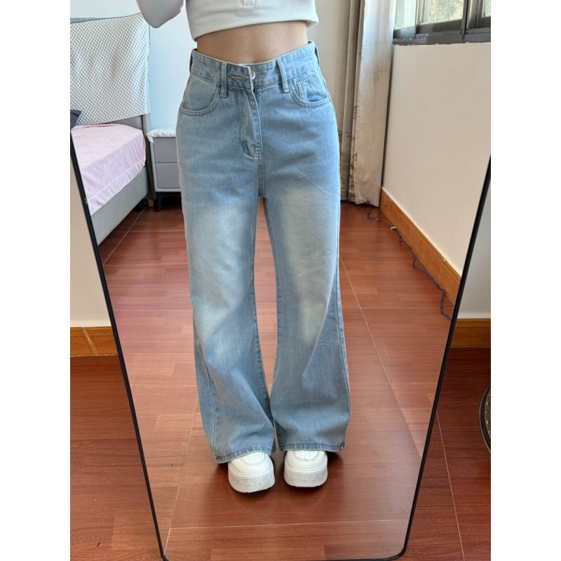 小个子一米五古着水洗洋气牛仔裤美式宽松直筒微喇百搭裤子垂感裤,女装/女士精品,牛仔裤,淘宝优惠券,粉丝福利购,淘宝优惠卷