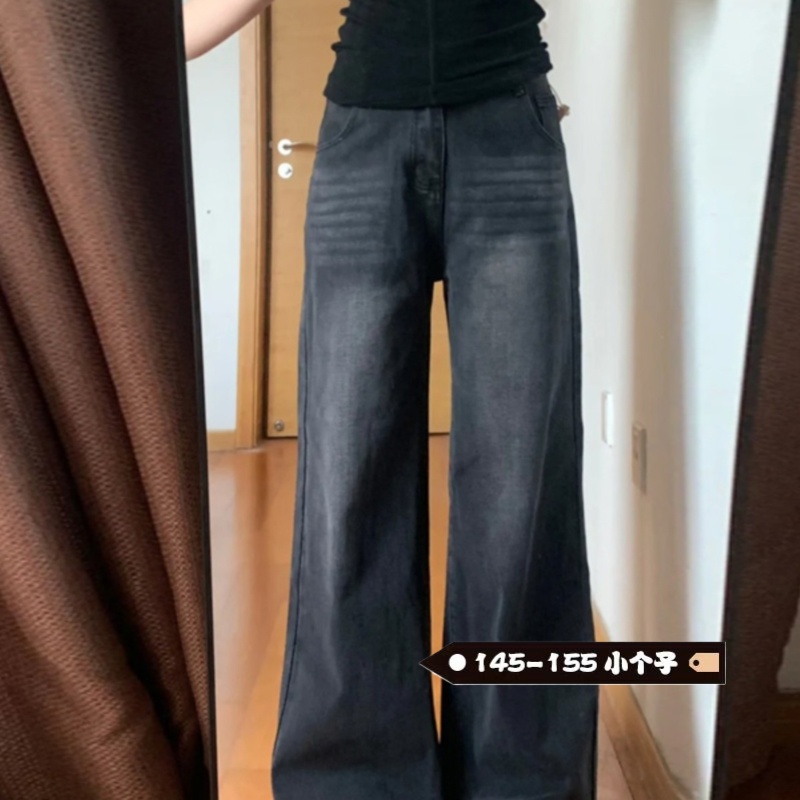 小个子一米五XS码慵懒风牛仔裤女夏季新款高腰显瘦宽松不贴腿裤子