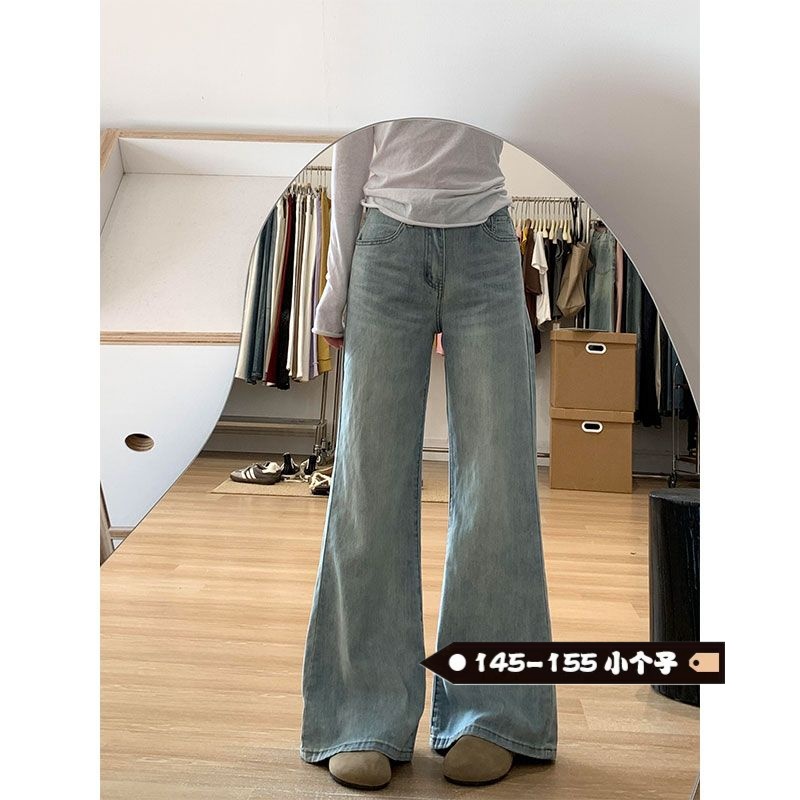 小个子145美式微辣牛仔春秋季浅蓝色2025新款休闲通勤松弛感裤子