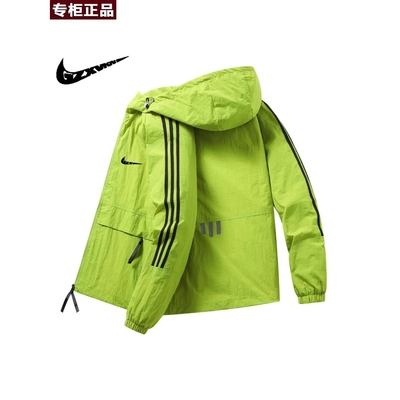 奥莱官方旗舰店唯品会夏季连帽情侣三条杠防晒衣男士户外钓鱼服冰