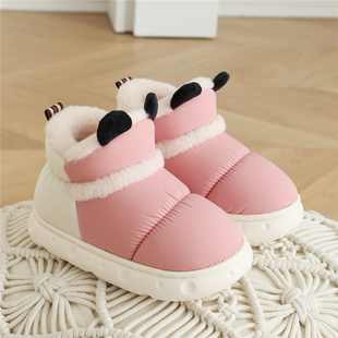 冬季儿童包跟棉拖鞋软底加绒加厚男女中大童居家外穿厚底保暖棉鞋