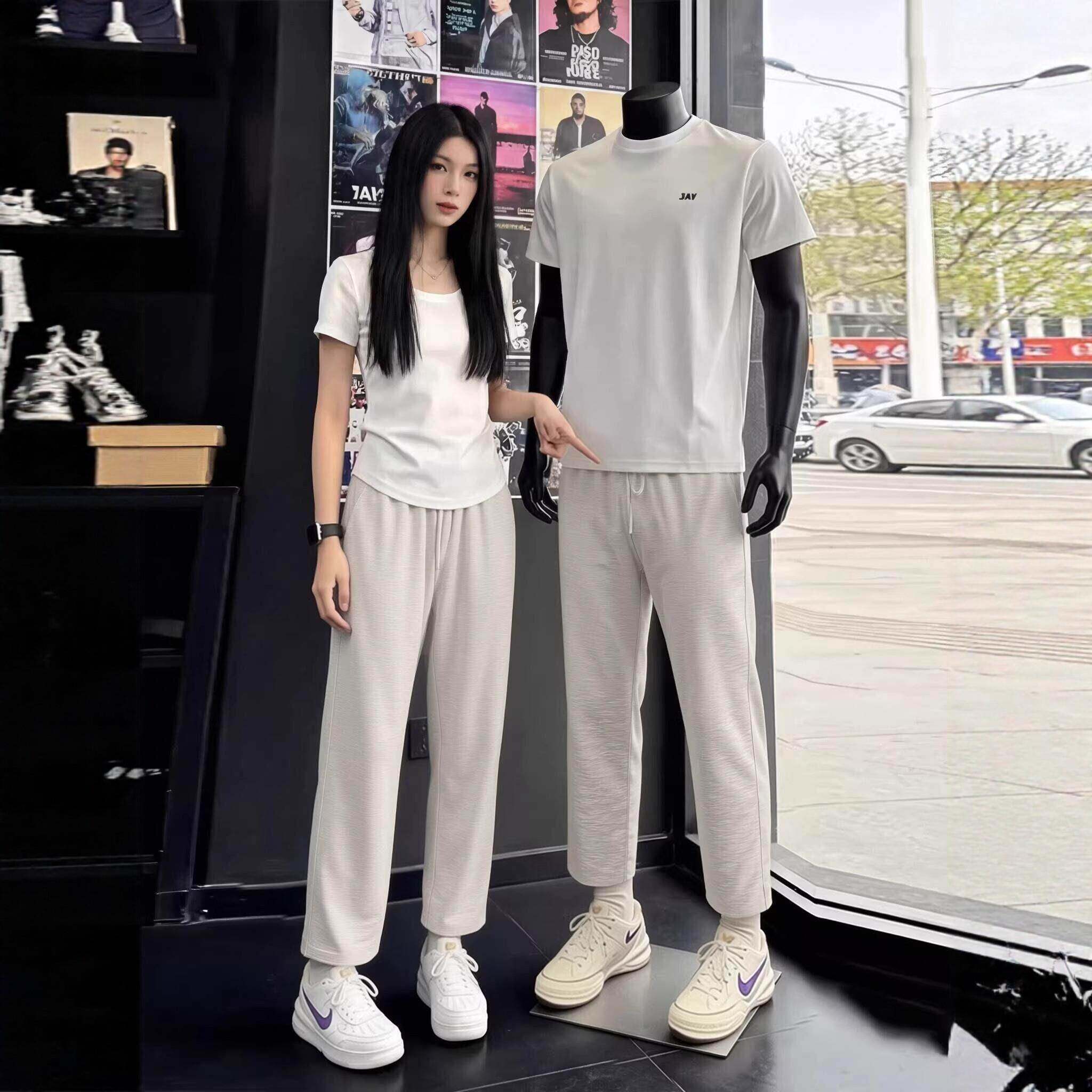 潮牌美式直筒九分卫裤男款夏季跑步健身裤子显腿长休闲篮球运动裤