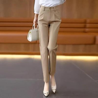 卡其色西装裤子女直筒夏季薄2025新款高腰宽松哈伦小个子休闲女裤
