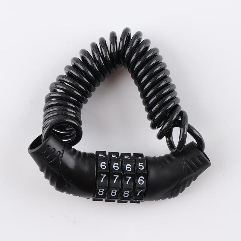 Vieruodis头盔锁 4位密码钢丝锁自行车头盔防盗密码锁钢缆锁 黑色