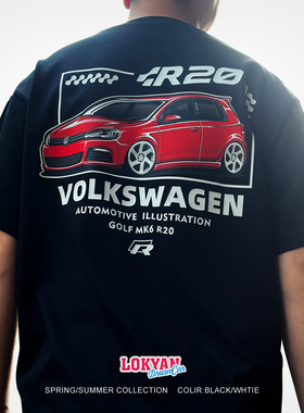 高尔夫6大众VW改装车T恤R20高性能MK6原创德系GOLF小钢炮卡通短袖