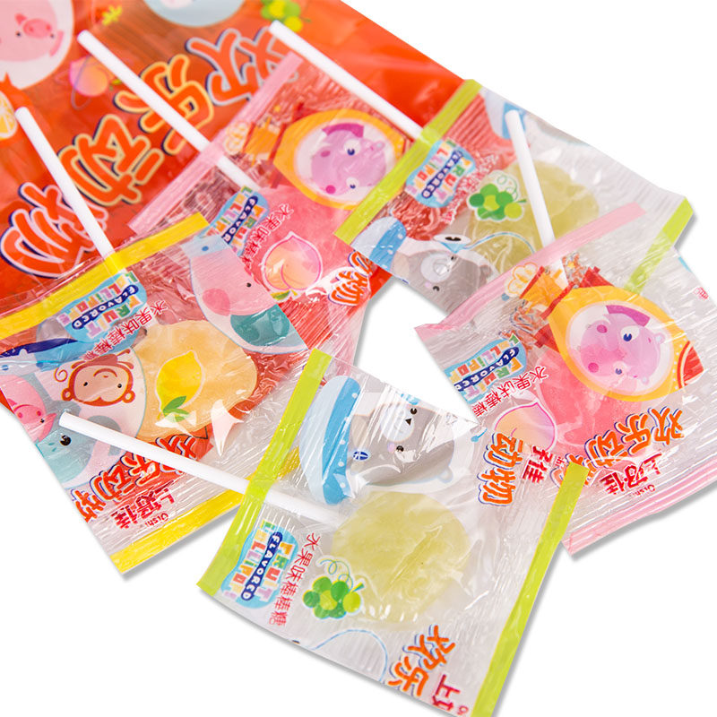 上好佳欢乐动物水果棒棒糖60支什锦袋装休闲糖果童年网红零食创意