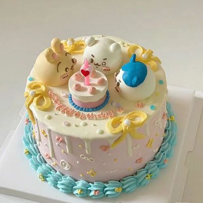 可爱儿童生日蛋糕装饰软胶动物小八乌萨奇吉伊玩偶甜品装扮摆件