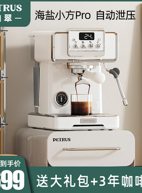 Petrus/柏翠 PE3828GR意式咖啡机家用小型半自动一体海盐小方PRO