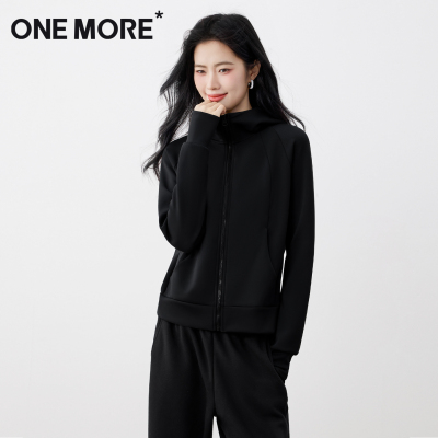 onemore黑色修身卫衣套装女显瘦