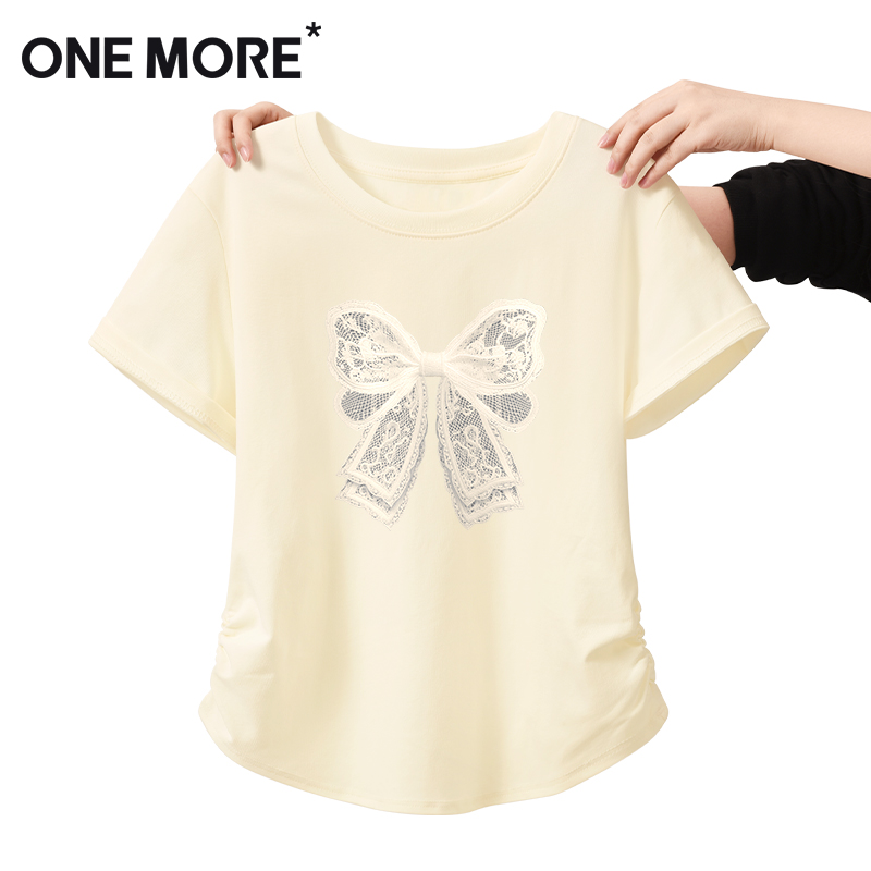 onemore收腰短袖t恤女甜美上衣