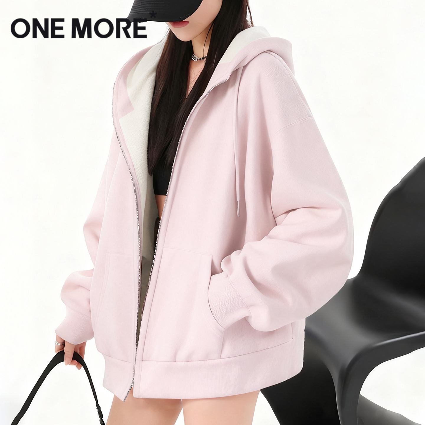 onemore连帽卫衣外套女加厚开衫