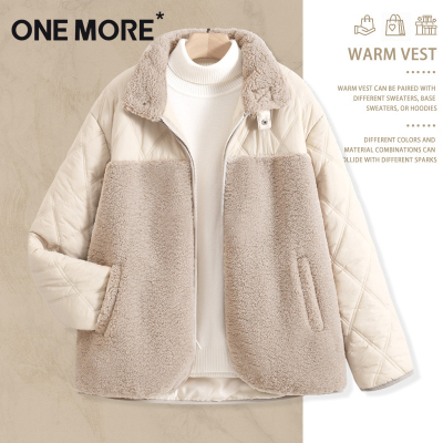 onemore羊羔绒外套女夹棉棉服