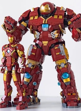 超级英雄系列钢铁侠中国积木反浩克装甲拼装玩具机器人机甲男孩子